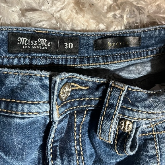 Miss me ladies heaven flare wide leg high rise jeans boho grunge retro size 30 - Picture 3 of 13